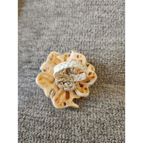 Tahitian Handmade Shell Coral Ring French Polynesia Style Sz 9 StatementPiece 2" - Picture 5 of 6